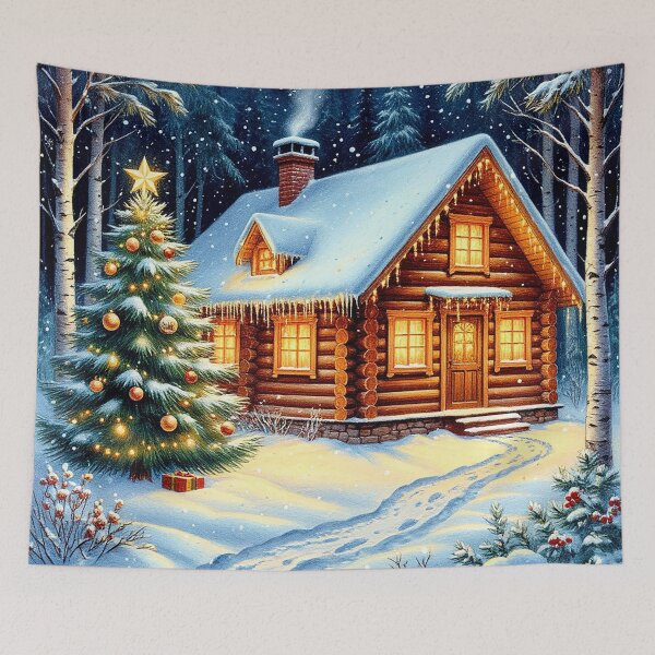 Item preview, Cozy Christmas Cabin in the Snowy Forest – Holiday Magic Scene designed and sold by AmetistLight.
