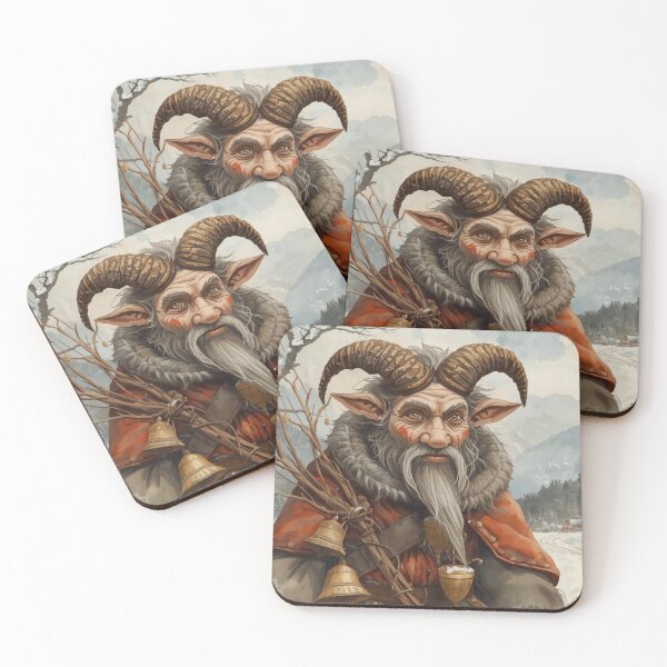 Item preview, Krampus Winter alpine spirit with horns and bells designed and sold by StormArte.
