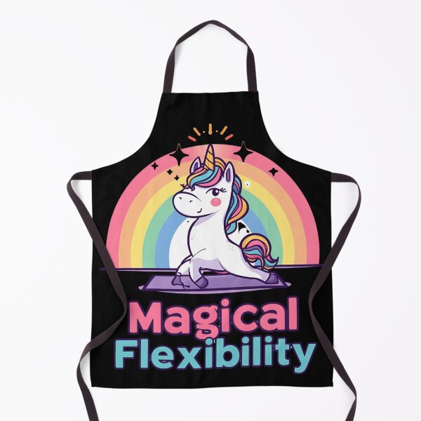 Item preview, Unicorn doing yoga pose and rainbow aura shining, Magical Flexibility 7 designed and sold by Neon G.