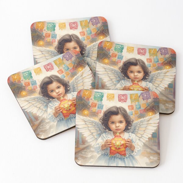 Item preview, Child angel with lantern and Mexican papel picado designed and sold by StormArte.