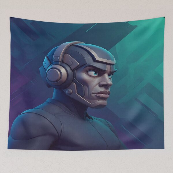 Artikelvorschau, Futuristischer Cyborg-Gamer – 3D-Sci-Fi-Porträtdesign entworfen und verkauft von A2JRetro.