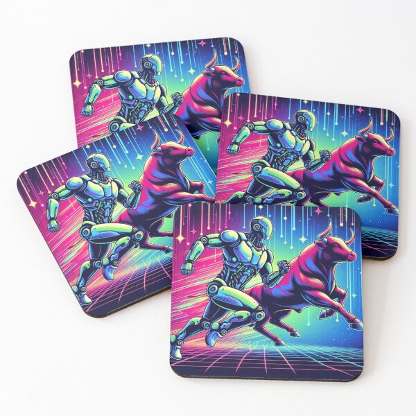 Item preview, Cyber Bull Rush – Futuristic Robot vs Beast in Neon Race designed and sold by Dogandesighn.