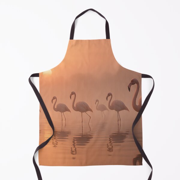 Item preview, A tranquil sunrise scene with a flock of elegant flamingos wading in misty waters, their reflections shimmering softly designed and sold by homydesign.