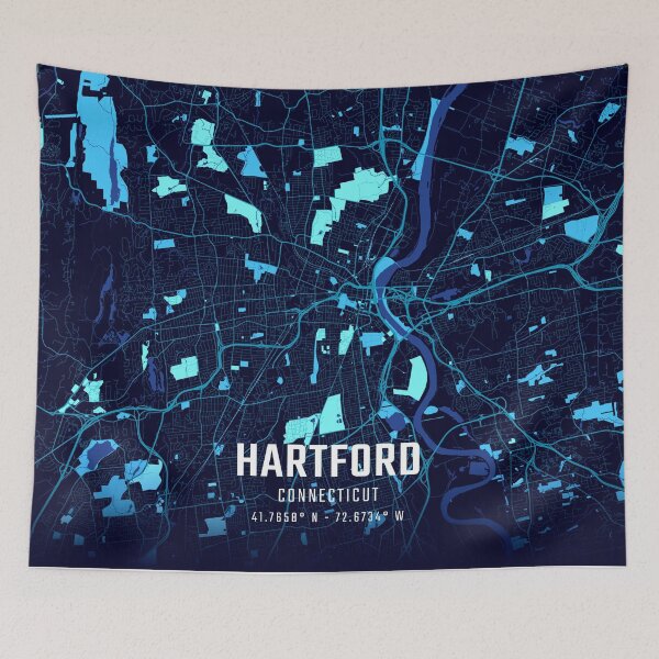 Item preview, Hartford Midnight City Map designed and sold by HomeLivingCo.