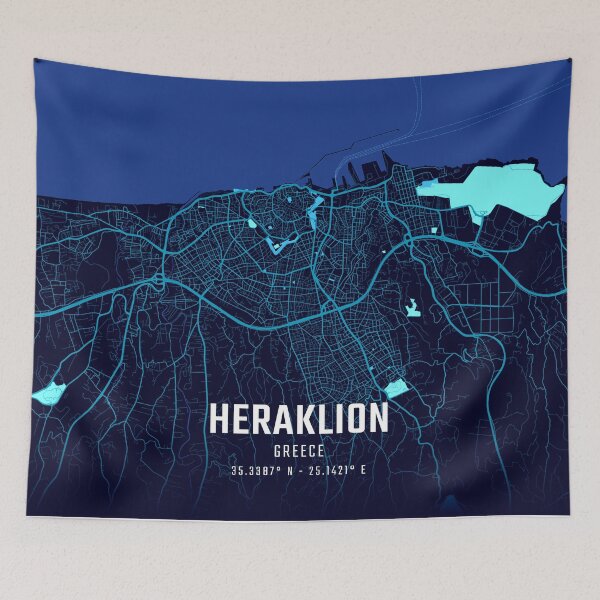 Item preview, Heraklion Midnight City Map designed and sold by HomeLivingCo.