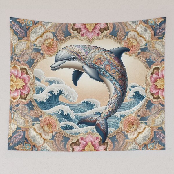 Item preview, The Dolphin Wears Thai Flower Patterns with Pride   designed and sold by Vanich-Panich.