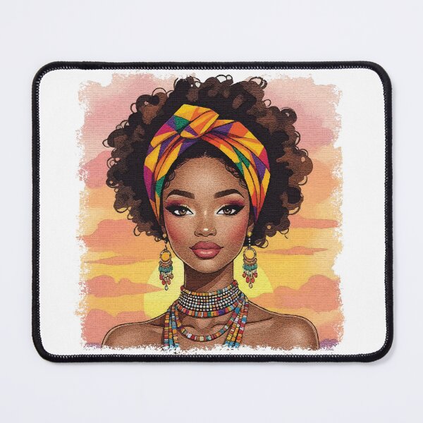 Item preview, Beautiful Afro Woman in Colorful Headwrap | African Art Portrait designed and sold by Koloraist.