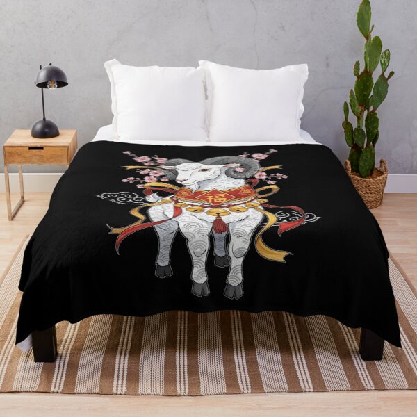 Item preview, Auspicious Ram Cherry Blossom designed and sold by ZodiacWonders.