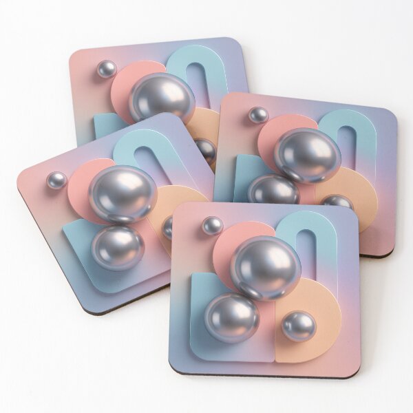 Item preview, Chrome spheres on a modern 3D geometric pastel background designed and sold by Tommandjerry.