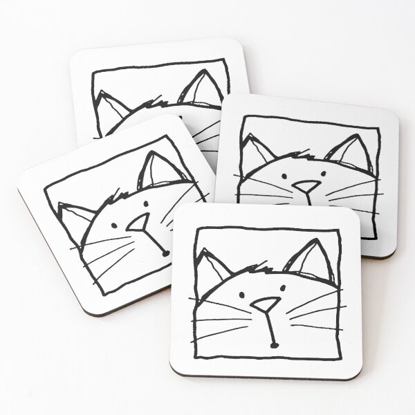 Item preview, Simple Sketchy Cat Face | Minimalist Hand-Drawn Black and White Art designed and sold by HBDStudio.