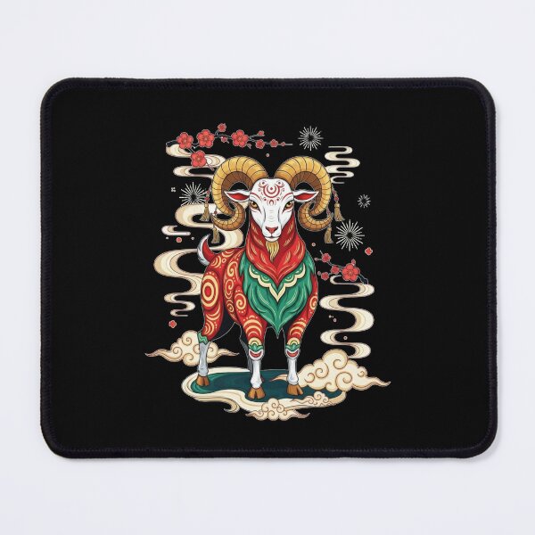 Item preview, Auspicious Ram Blossom designed and sold by ZodiacWonders.