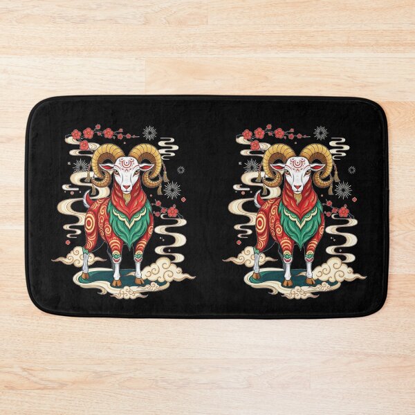 Item preview, Auspicious Ram Blossom designed and sold by ZodiacWonders.