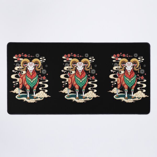 Item preview, Auspicious Ram Blossom designed and sold by ZodiacWonders.