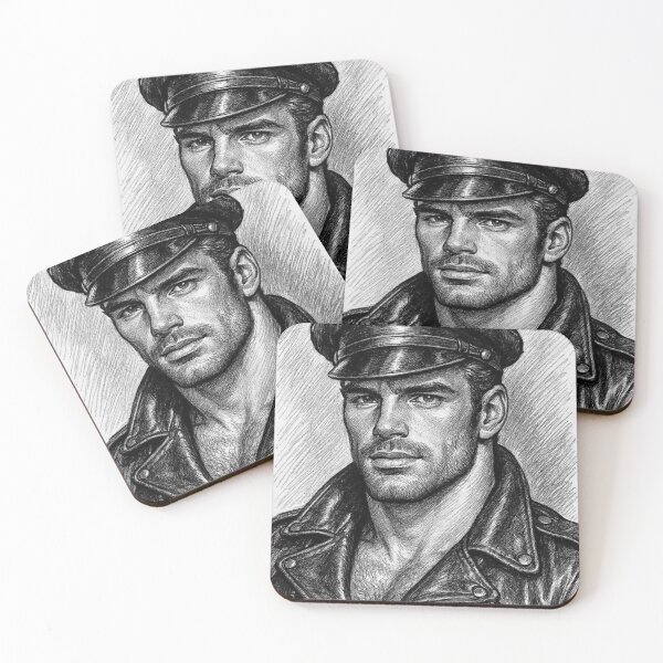 Item preview, 1940 Leather Biker Berlin German Tom of Finland Tribute Gay Pride Pencil Sketch Graphic Design designed and sold by ItsAKinkThing.
