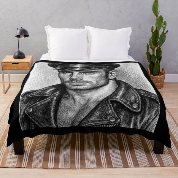 Item preview, 1940 Leather Biker Berlin German Tom of Finland Tribute Gay Pride Pencil Sketch Graphic Design designed and sold by ItsAKinkThing.