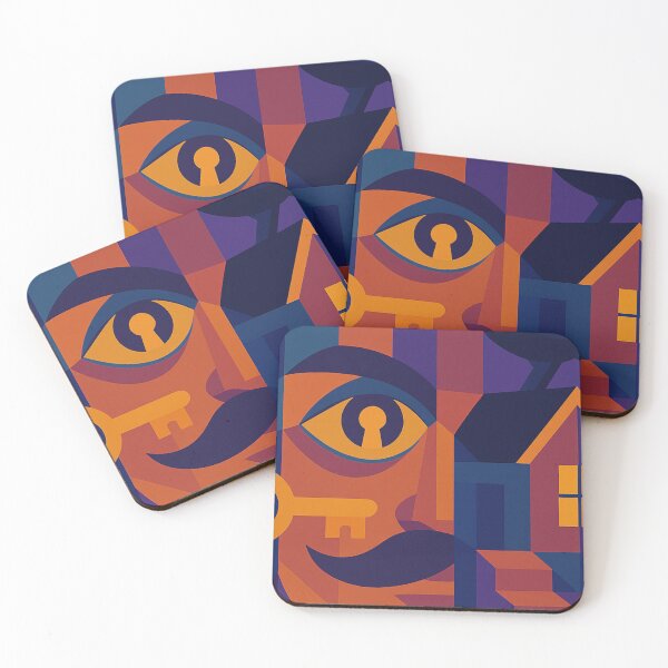 Item preview, EYE OF THE NEIGHBOR – Unique Colofrul Abstract Cubism Portrait Fan Art Hello Neigbor  designed and sold by Owlic.artwear.