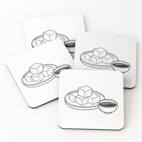 Item preview, Tofu cubes beside soy sauce in a dipping bowl designed and sold by rasagamastore.