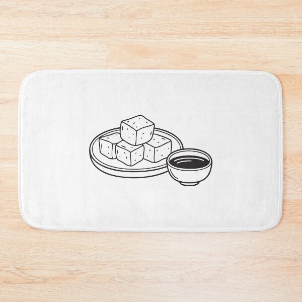 Item preview, Tofu cubes beside soy sauce in a dipping bowl designed and sold by rasagamastore.