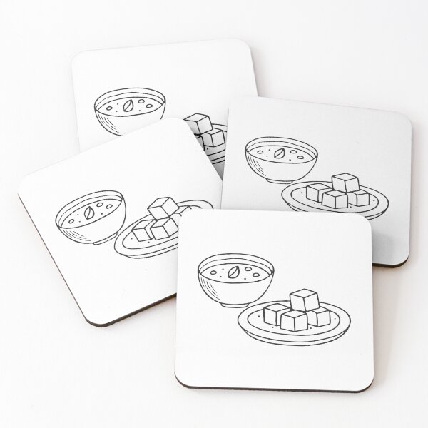 Item preview, Tofu cubes placed on a plate near a bowl of miso soup designed and sold by rasagamastore.