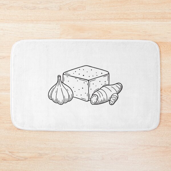 Item preview, A tofu slab beside a garlic bulb and ginger root designed and sold by rasagamastore.