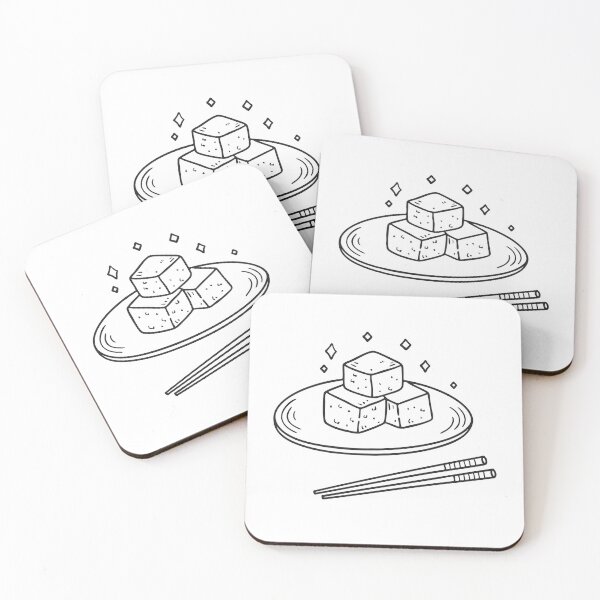 Item preview, Tofu slices placed in plate near a pair of chopsticks designed and sold by rasagamastore.