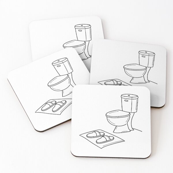 Item preview, A toilet next to slippers above bathmat designed and sold by rasagamastore.