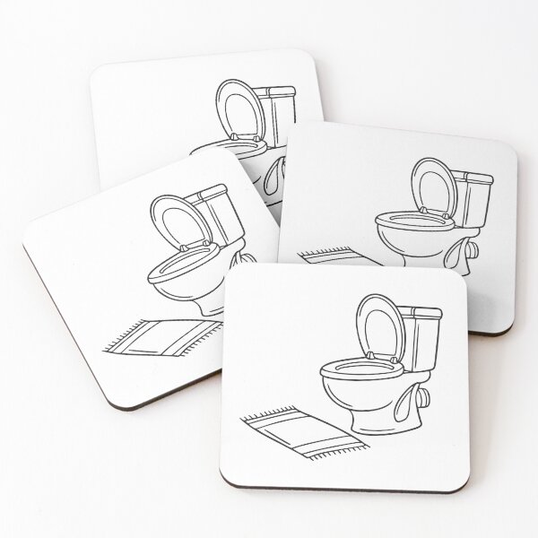 Item preview, A toilet with the lid up beside a bathmat designed and sold by rasagamastore.