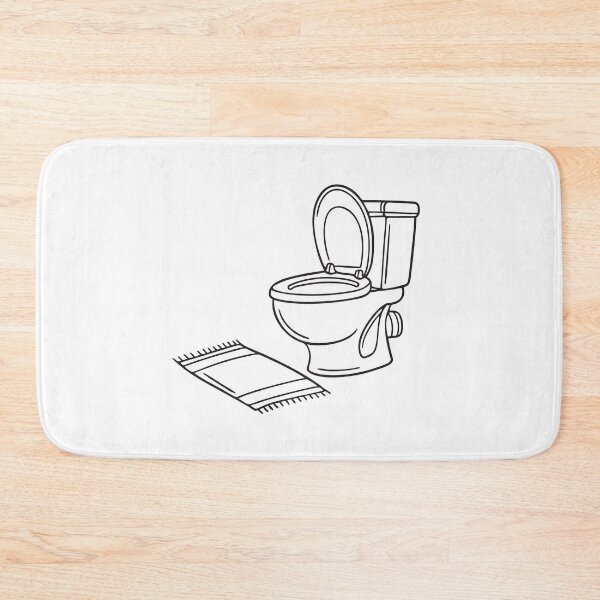 Item preview, A toilet with the lid up beside a bathmat designed and sold by rasagamastore.