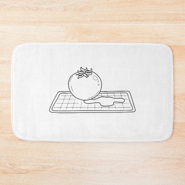Item preview, A tomato beside spilled juice on a cutting mat designed and sold by rasagamastore.