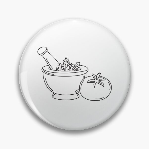 Item preview, A tomato next to a mortar filled with herbs designed and sold by rasagamastore.