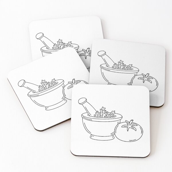 Item preview, A tomato next to a mortar filled with herbs designed and sold by rasagamastore.