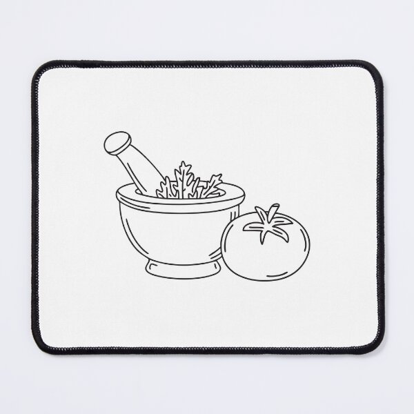 Item preview, A tomato next to a mortar filled with herbs designed and sold by rasagamastore.