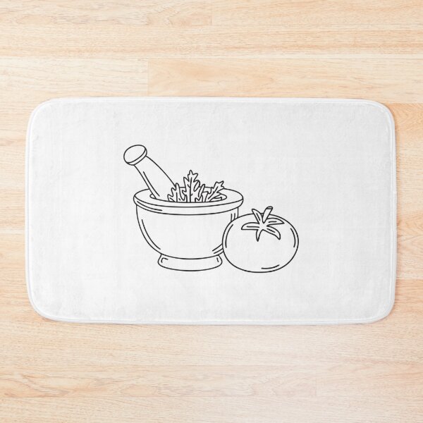 Item preview, A tomato next to a mortar filled with herbs designed and sold by rasagamastore.
