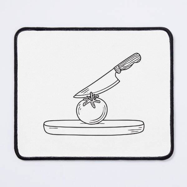 Item preview, A kitchen knife placed on a board beside a tomato designed and sold by rasagamastore.