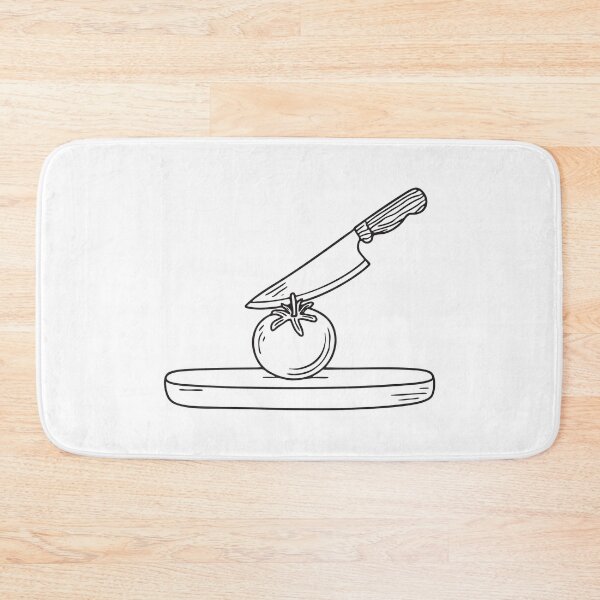 Item preview, A kitchen knife placed on a board beside a tomato designed and sold by rasagamastore.