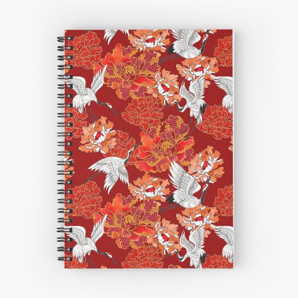 Item preview, Japanese Crane and Peony - Red designed and sold by QuantaStudy.