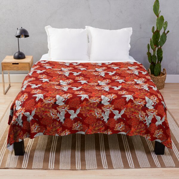 Item preview, Japanese Crane and Peony - Red designed and sold by QuantaStudy.