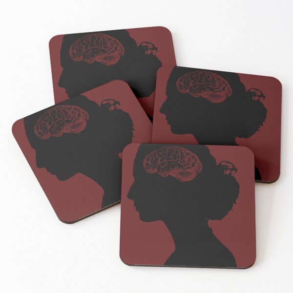 Item preview, Dark Red Woman Profile with Visible Human Brain Art designed and sold by LOUBNEY.