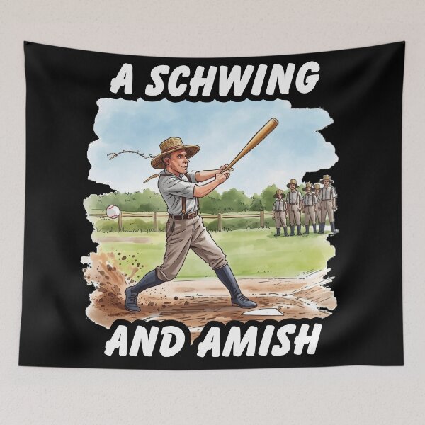 Item preview, A Schwing and Amish – Funny Amish Baseball Watercolor Art designed and sold by PunAtWork.