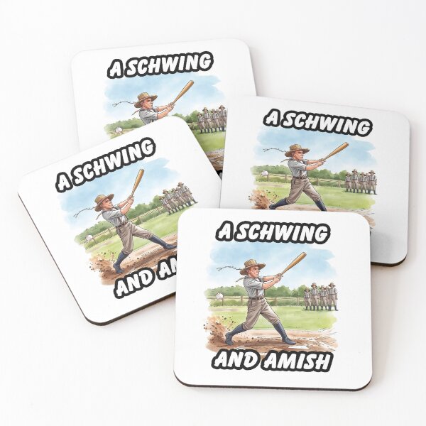 Item preview, A Schwing and Amish – Funny Amish Baseball Watercolor Art designed and sold by PunAtWork.