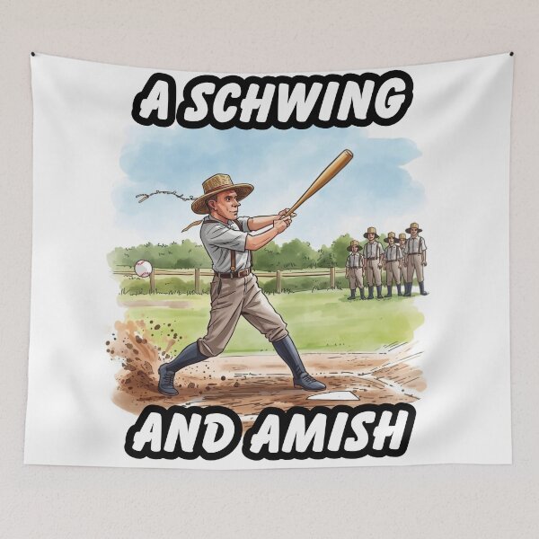 Item preview, A Schwing and Amish – Funny Amish Baseball Watercolor Art designed and sold by PunAtWork.