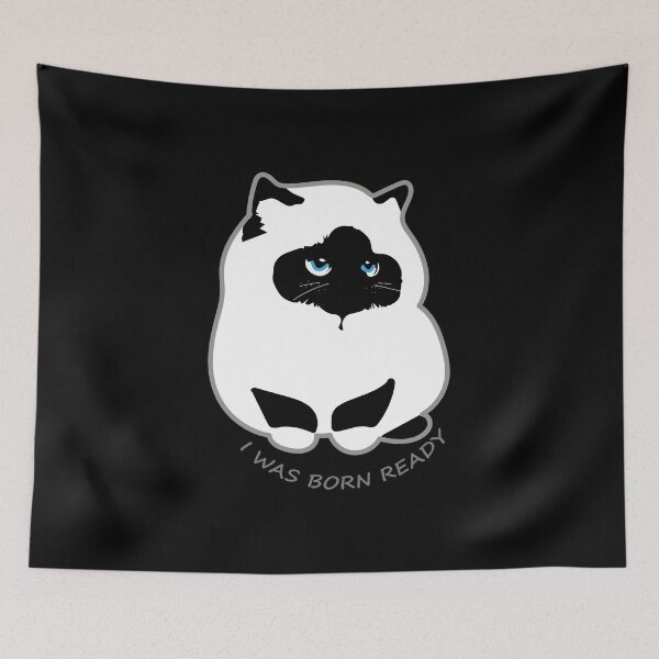 Item preview, I WAS BORN READY - Birman Cat Kawaii Motivational Quote designed and sold by SKETCHYANDGRAPHIC.