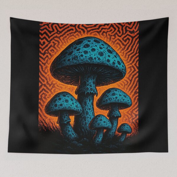 Item preview, Neon Shrooms – The Forest That Sees You Back designed and sold by DarkSpaceVibes.