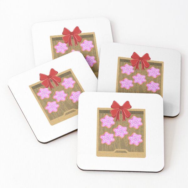 Item preview, Pink Christmas cookies on a tray with a bow designed and sold by serenebookworm.