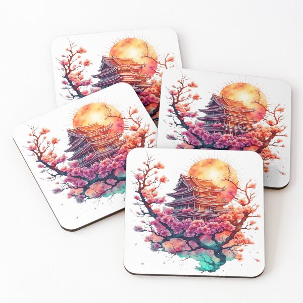 Item preview, Cherry Blossoms and Pagoda at Sunset designed and sold by Lili-Raes' Shoppe.