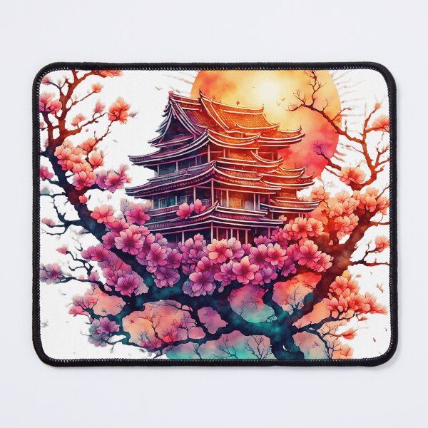 Item preview, Cherry Blossoms and Pagoda at Sunset designed and sold by Lili-Raes' Shoppe.