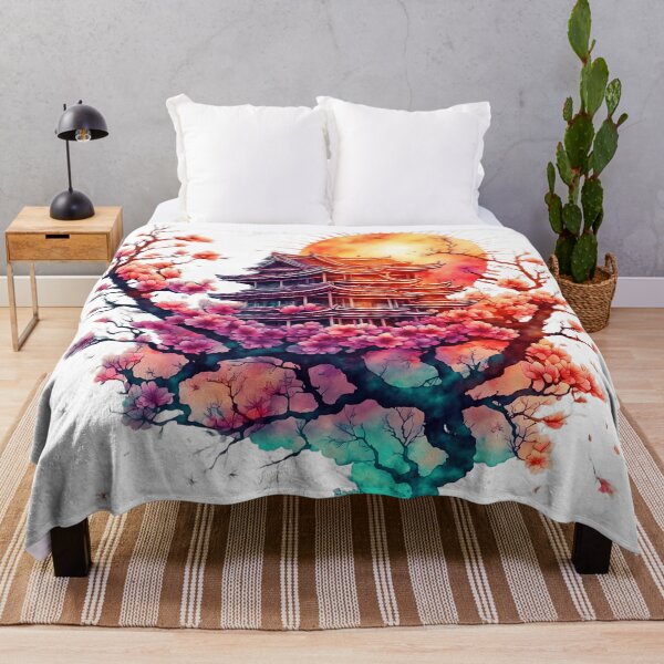 Item preview, Cherry Blossoms and Pagoda at Sunset designed and sold by Lili-Raes' Shoppe.