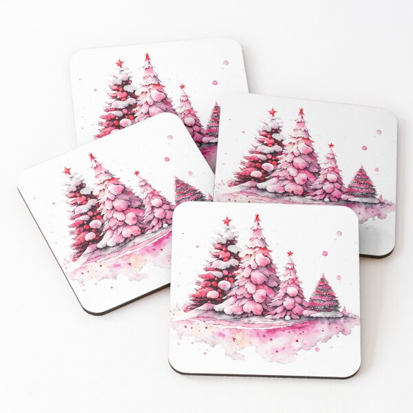 Item preview, Whimsical Winter Grove: Pink Pine Trees in Snowy Splendor designed and sold by Lili-Raes' Shoppe.
