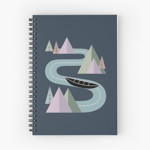 Artikelvorschau, Abstrakte Flussreise durch minimalistische Berge entworfen und verkauft von NoctaHike.