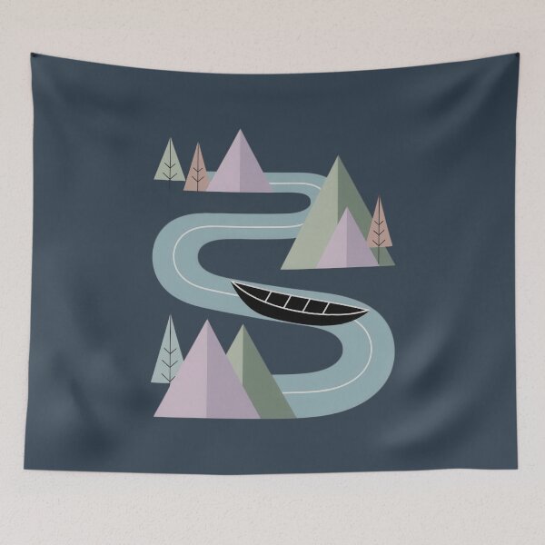 Item preview, Abstract River Journey Through Minimal Mountains designed and sold by NoctaHike.